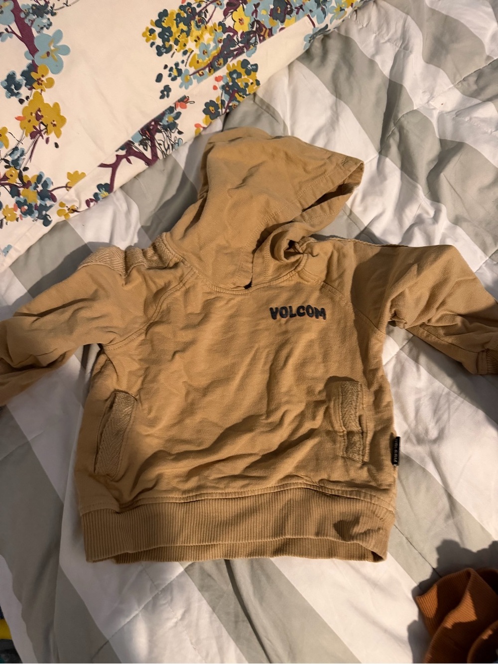Volcom Kids Tan Hoodie with Front Pockets